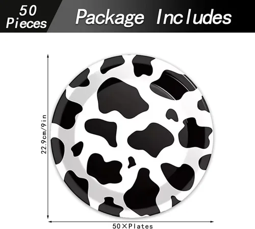 Miniatura 2 de 50 platos con estampado de vaca, platos de papel de vaca de 9 pulgadas, suministros de fiesta de safari en la selva, platos de fiesta con temática