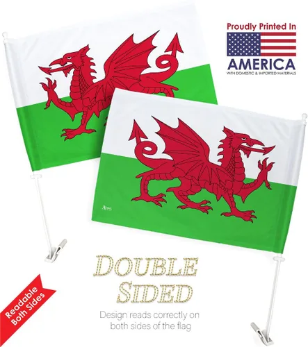 Miniatura 4 de Paquete de bandera de coche de la Copa del Mundo 2022 de Gales, bandera americana para carros, decoración de automóviles, pancarta pequeña