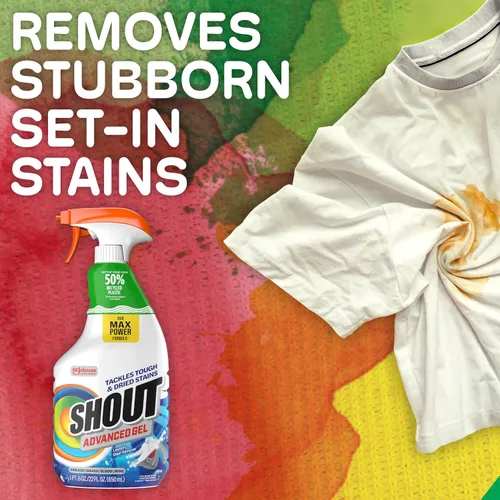 Miniatura 7 de SHOUT Gel removedor de manchas avanzado para ropa sucia, descompone manchas difíciles, secas y difíciles, espray de 22 onzas