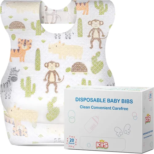 Miniatura 12 de KIIS Baberos desechables para bebés, niños y niñas, empaquetados individualmente, higiénicos, suaves y a prueba de fugas (20 unidades/60 piezas)