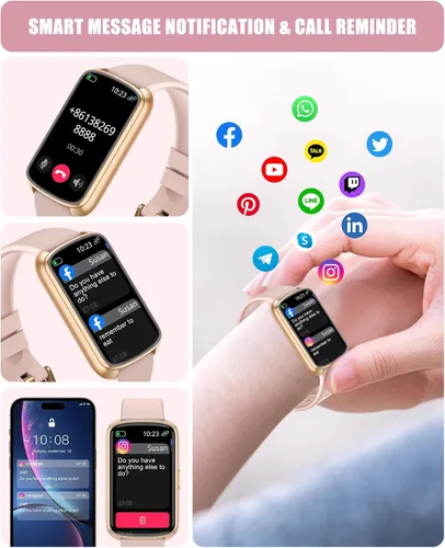 Miniatura 2 de Monitor de actividad física, reloj inteligente para mujeres y hombres con monitor de frecuencia cardíaca, presión arterial, oxígeno en sangre