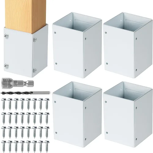 Miniatura 9 de Protector de poste ajustable de acero inoxidable (rango de 3.3 a 6 pulgadas), protege los buzones y vallas de madera de la cortadora de césped