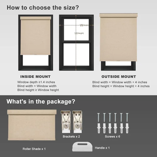 Miniatura 6 de Persilux Persianas Enrollables Opacas para Ventanas, Sin Cordón, Tela de Lino, Persianas Enrollables, Tela con Aislamiento Térmico Protección UV