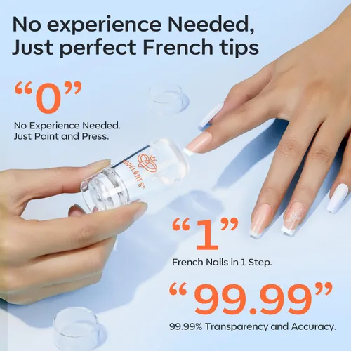Miniatura 8 de Modelones Herramienta de punta francesa: 6 piezas de sellos de uñas francesas, kit de manicura francesa adecuado para bricolaje junto con esmalte