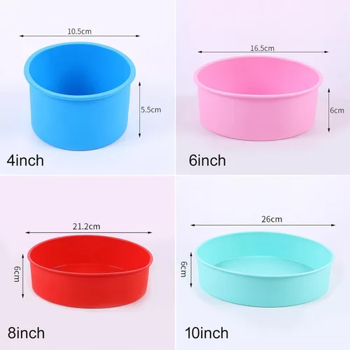 Miniatura 6 de Moldes redondos de 4 pulgadas para hornear, paquete de 3 moldes de silicona para pasteles con 40 piezas de papel pergamino, moldes antiadherentes