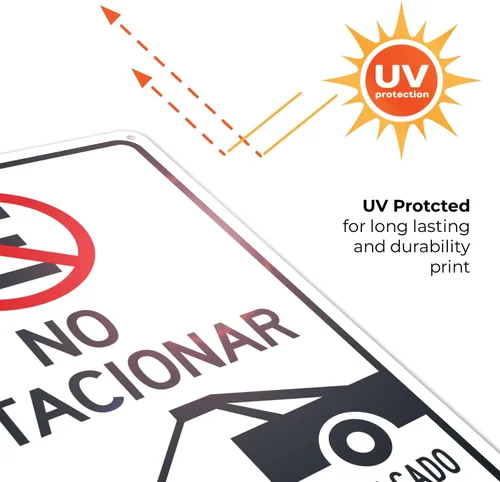Miniatura 7 de Letrero español con texto en inglés «Do Not Parking Vehicle Will Be Towed Away at Owner Expense», 10 x 14 pulgadas, aluminio 040, resistente a