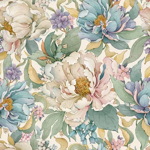 MuralPeel Dreamy Peonies Floral Vintage Roses Beige/Oliva Papel Tapiz Despegar y Pegar Autoadhesivo Removible Fácil de Despegar Papel de Contacto