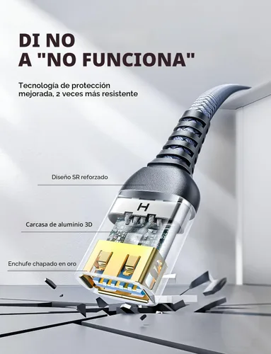 Miniatura 7 de AINOPE - Pack de 2 cables de extensión USB de alta velocidad USB 3.0, tipo A, macho a hembra. Cable de extensión de material trenzado resistente