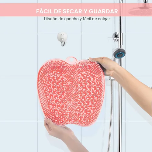 Miniatura 7 de BESKAR XL Esterilla grande para limpiar los pies en la ducha - Limpiador de pies para la ducha para eliminar callos y piel muerta, esterilla de Rosa