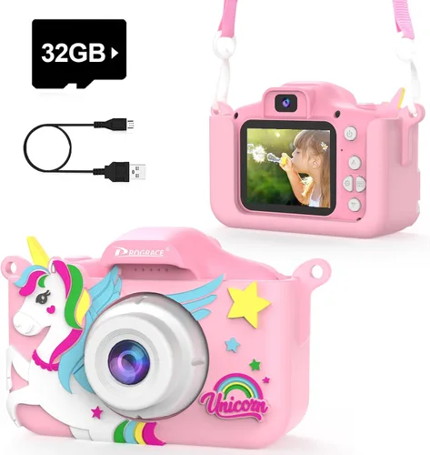 Miniatura 8 de PROGRACE Cámara de regalo para niños con tarjeta SD de 32G para niños y niñas de 3 a 12, 1080P HD, mini cámara digital Vlogging, cámara de video