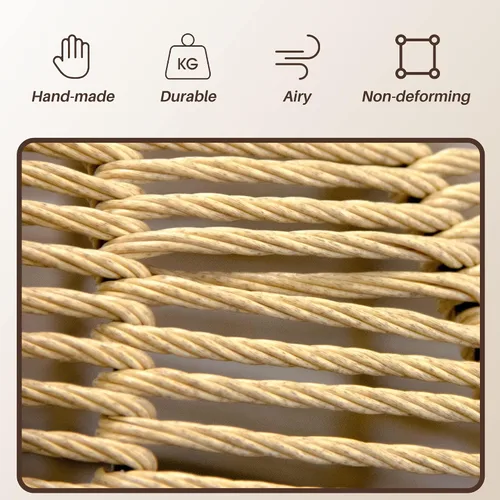 Miniatura 5 de BROWN-BROWN Cama colgante de mimbre hecha a mano para gatos, silla de huevo oscilante con cojín extraíble y bola colgante, acogedora hamaca