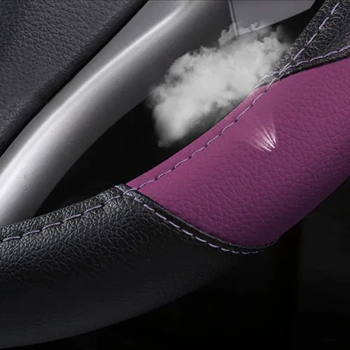 Miniatura 4 de Funda de cuero para volante de automóvil, protector antideslizante de cuero de microfibra transpirable, ajuste universal para la mayoría
