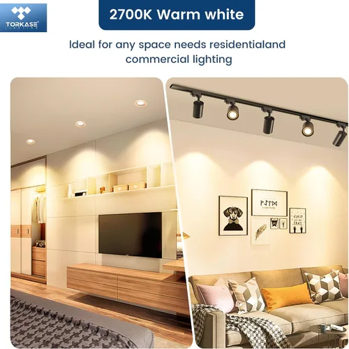 Miniatura 2 de Torkase - Bombilla LED GU10, atenuable MR16 2700K blanco cálido, 120V 500LM luz en riel 5W (equivalente a 50W), ahorro de energía del 90%, ángulo