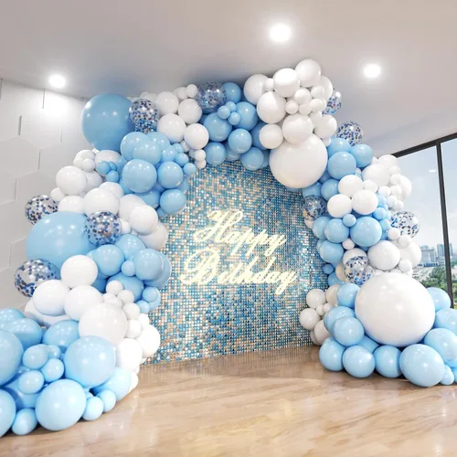 Miniatura 14 de Kit de arco de globos negros y dorados, ADOINBY 140 piezas de globos de látex confeti negros, blancos y dorados metálicos de 18, 12, 10 y 5