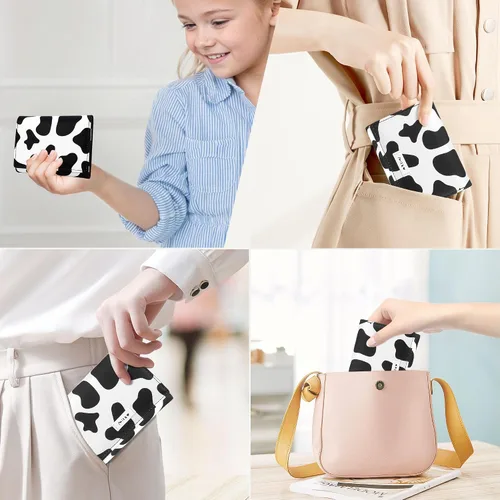 Miniatura 34 de CONISY Lindas carteras para mujer, de cuero con bloqueo RFID, pequeña cartera triple con ventana de identificación para niñas y mujeres
