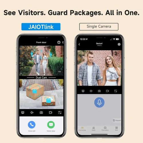 Miniatura 2 de JAIOTlink Timbre de video de doble lente 2K inalámbrico con timbre, tarjeta SD de 64 GB, cambiador de voz, WiFi de 2.4G/5Ghz, protección