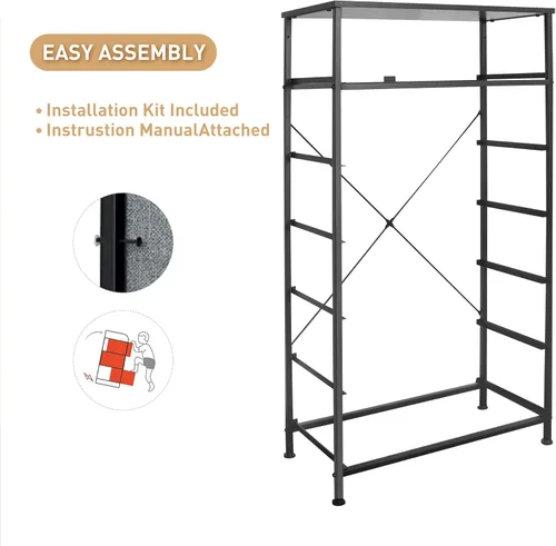 Miniatura 9 de Mifuro - Cómoda alta para dormitorio, torre organizadora de almacenamiento vertical con 7 cajones, cómoda con contenedores de tela, marco de acero