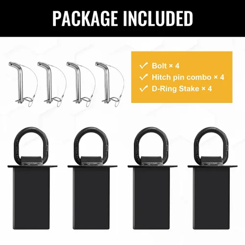 Miniatura 7 de Anillo en D de bolsa de estaca ajustable para remolque de alta resistencia de 5/8" con cordón antipérdida 4 agujeros ajustables 18,000 libras