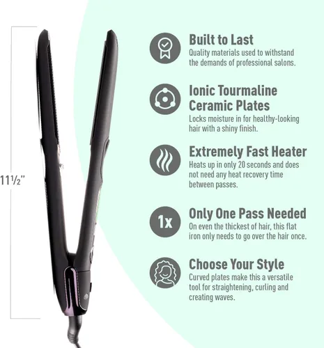 Miniatura 4 de MINT - Plancha plana Cosmo ultra suave serie profesional para cabello grueso Potente alisador de pelo iónico de turmalina de cerámica de una sola