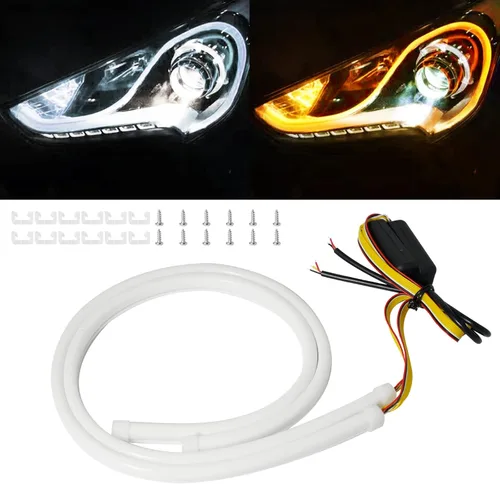 Miniatura 9 de Qasim 30 cm/12 pulgadas tira LED secuencial de conmutación para vehículos, tiras LED flexibles de 12 V para coche, luz diurna DRL, luces de señal