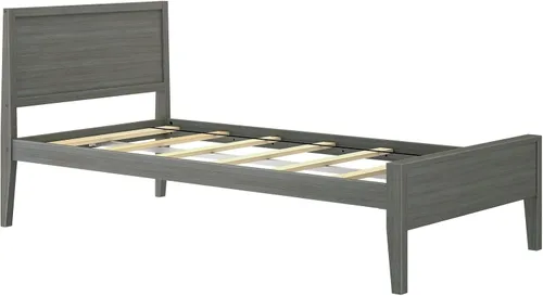 Miniatura 4 de Plank+Beam Base de cama individual de madera maciza con cabecera de panel, cama moderna de plataforma individual con soporte de listones de madera