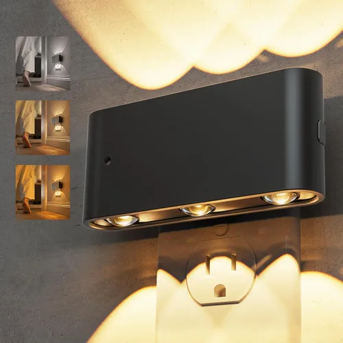 Miniatura 11 de L LOHAS LED - Luz nocturna LED, paquete de 2 luces nocturnas LED modernas enchufables en la pared con sensor de atardecer a amanecer, 0-100LM