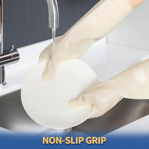Miniatura 3 de BOOMJOY Guantes de limpieza de nitrilo, resistentes, para lavar platos, reutilizables, grandes, para cocina, baño, jardinería, trabajos o cuidado
