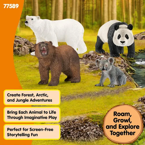 Miniatura 3 de Schleich Wild Life - Juego de 4 figuras de oso - Figura realista de panda, koala, grizzly y oso polar para niños y niños pequeños - Juguetes