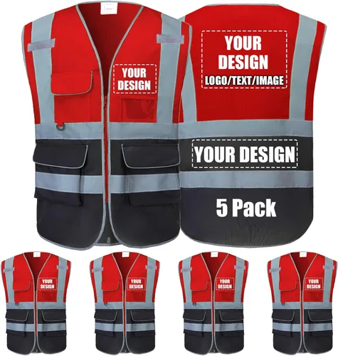 Miniatura 25 de Chalecos de seguridad con logotipo personalizado (S, M, L, XL, 2XL, 3XL, 4XL) Chalecos de seguridad reflectantes de alta visibilidad Clase 2