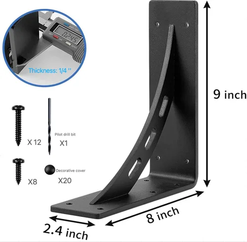 Miniatura 2 de Soportes de estante resistentes de 9"x8"x2.5" - Carga máxima 1100 LBS, Soportes de repisa de metal de aleación premium - Juego de 2 - Soporte