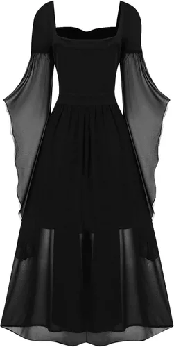 Miniatura 2 de YUTANRAL Vestido de Halloween para mujer, vestido largo de moda de talla grande, vestido gótico medieval vintage, vestido renacentista, disfraz