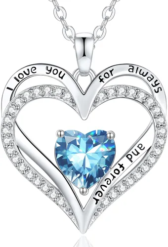 Miniatura 31 de CDE Collares de piedra natal para mujer, plata de ley 925, collar con colgante de corazón para siempre, Navidad, cumpleaños, aniversario, día de San