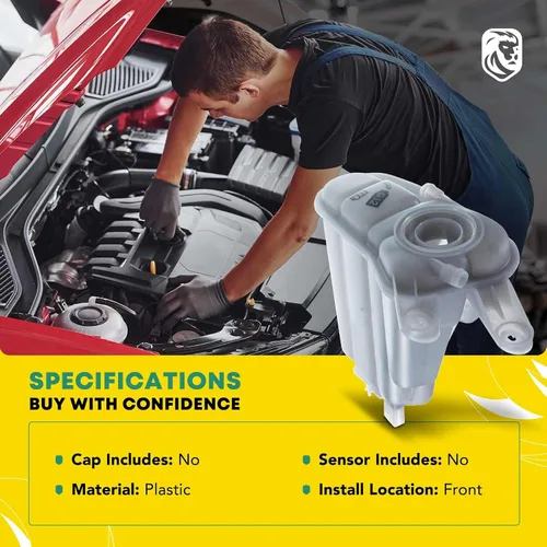 Miniatura 2 de YHTAUTO Tanque de expansión del depósito de desbordamiento de recuperación de refrigerante del motor W/O tapa y sensor presurizados para Audi A4 A5