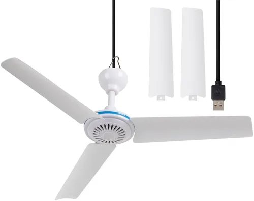 Ventilador de techo pequeño USB de 19.7 pulgadas, ventiladores colgantes portátiles para banco de energía, interior y exterior, RV, cama,