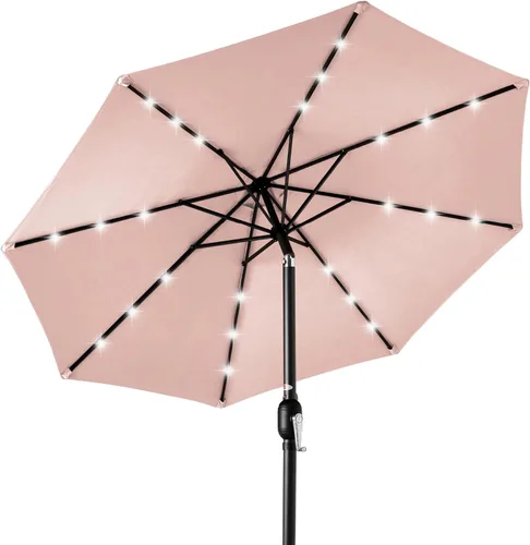Miniatura 11 de Best Choice Products Solar Polyester LED Lighted Patio Umbrella w/Tilt Adjustment and UV-Resistant Fabric Gris niebla