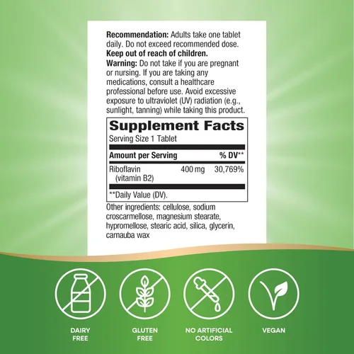 Miniatura 5 de Terapia enzimática Riboflavina Vitamina B2, 400 mg por porción
