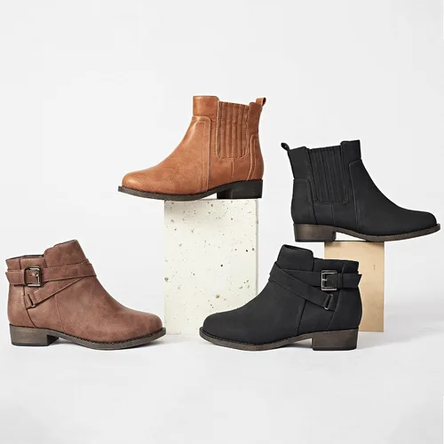Miniatura 6 de Ataiwee Botines para mujer, con cremallera lateral clásica, cómodas y gruesas botas de tacón de bloque.