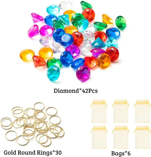 Miniatura 3 de PANTIDE Juego de 78 anillos redondos de aleación de oro con gemas de diamantes acrílicos para el erizo azul, esmeraldas del caos, suministros