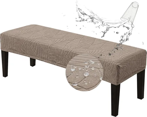Miniatura 12 de Genina Fundas impermeables para banco de comedor, protector de asiento de banco de jacquard elástico, funda de banco rectangular para dormitorios