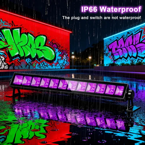 Miniatura 3 de CREATESTAR Paquete de 2 barras de luz LED negras de 45 W, luz negra impermeable IP66 con enchufe e interruptor, luz negra para fiesta brillante