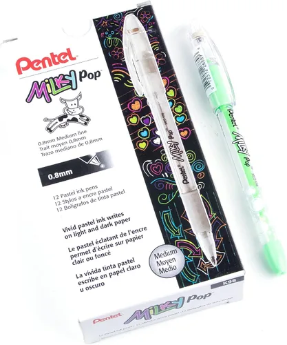 Miniatura 7 de Pentel Milky Pop K98-W - Bolígrafo de gel pastel, línea media (0.031 in), tinta blanca Blanco