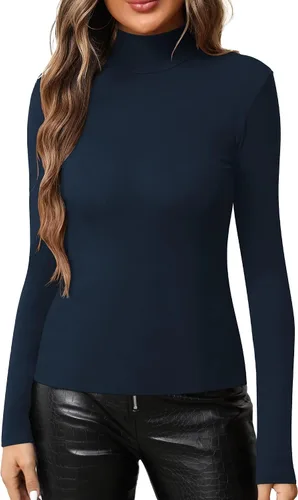 Miniatura 3 de MANGOPOP Women's Mock Turtle Neck Slim Fit Long Sleeve T Shirt Tight Tops Tee