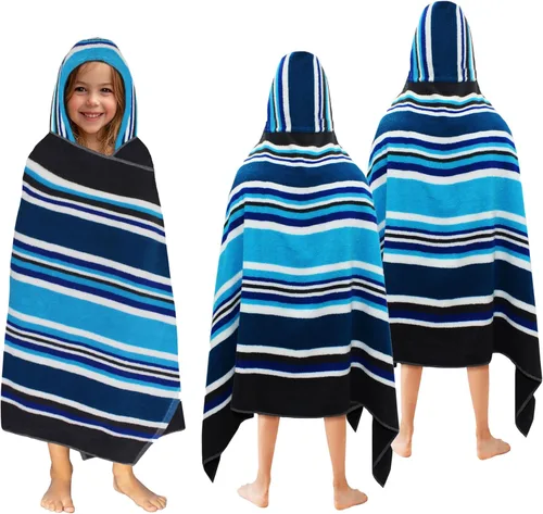 Miniatura 12 de ORIGINAL KIDS Toalla de baño con capucha, 100 % algodón de rizo grande con capucha para niños, toalla de playa para ducha de niños pequeños, toalla