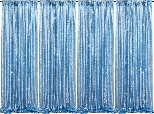Miniatura 44 de Cortinas con lentejuelas doradas, 2 unidades de 2 x 8 pies, con brillantina, telón de fondo para bodas Rojo