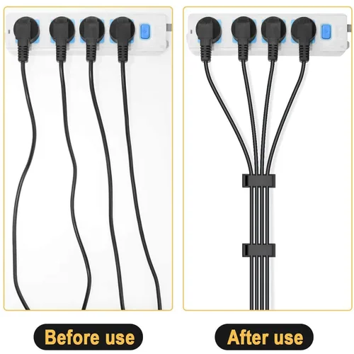 Miniatura 6 de 50 clips autoadhesivos para organizar cables, organizadores de cables, soportes para cables para PC, laptop, cable Ethernet, escritorio, oficina