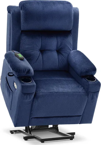 Miniatura 12 de MCombo Sillón reclinable eléctrico de triple motor con masaje y calor, silla reclinable eléctrica para personas mayores, reposacabezas ajustable