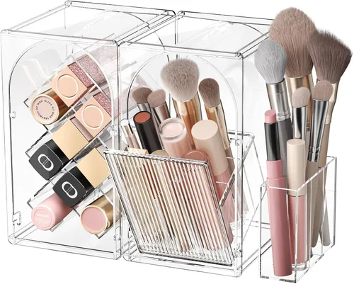 INVSSENE Organizador de maquillaje apilable, almacenamiento de perfume para cuidado de la piel, lápiz labial cosmético, máscara facial, paletas de