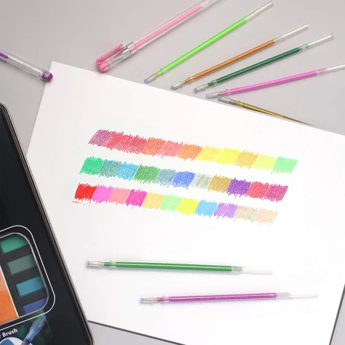 Miniatura 3 de ZSCM Recambios de tinta de gel de 200 colores, bolígrafos de tinta de gel de neón con purpurina, cartuchos de repuesto para libros de colorear