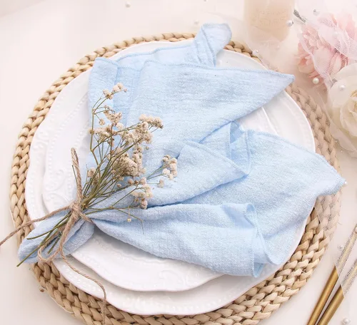 Miniatura 12 de Servilletas de tela para cena 10 unidades, servilletas de gasa 100% algodón natural suave, servilletas lavables ideales para bodas, decorativas