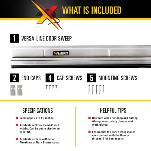 Miniatura 3 de Xcluder Escobilla de puerta Versa-Line de 48", acabado de aluminio molido – Sella contra animales, fácil de instalar, máxima adaptabilidad; sello